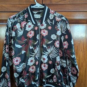 Jolt Black and Pink Floral Bomber Jacket